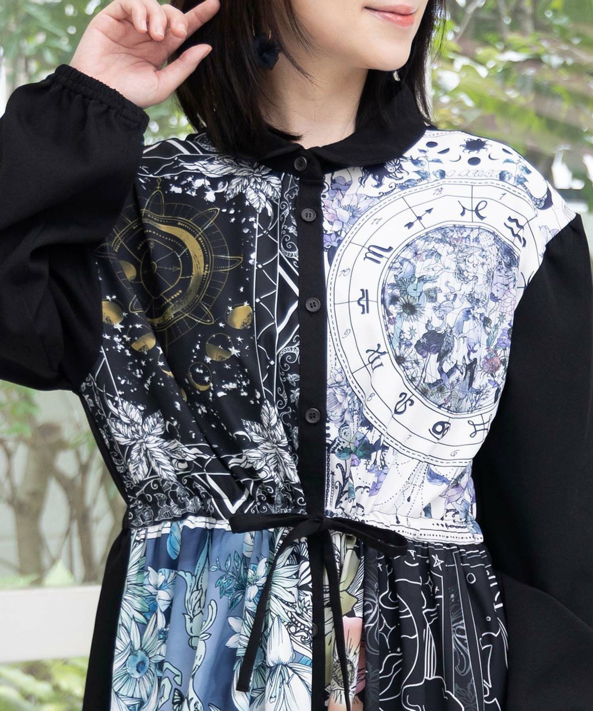 星×タロットコラージュ柄シャツワンピ-7