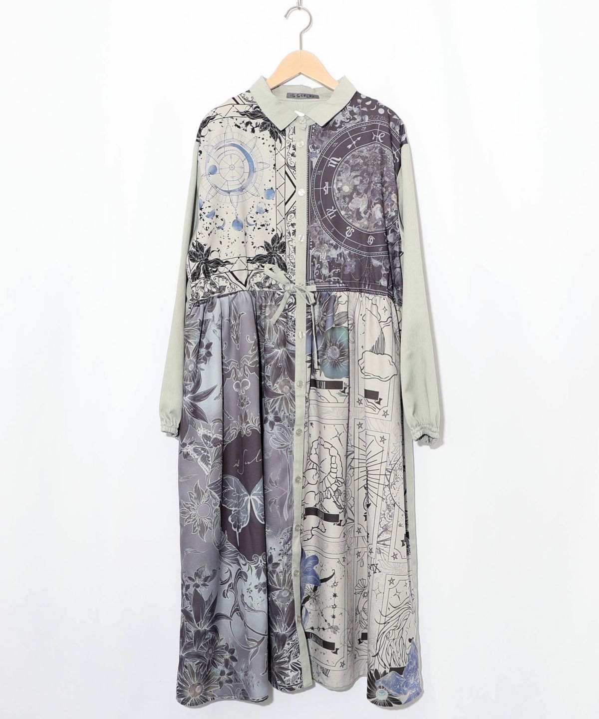 星×タロットコラージュ柄シャツワンピ-10