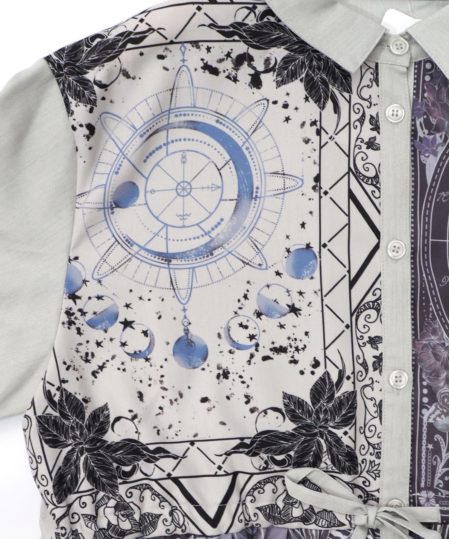 星×タロットコラージュ柄シャツワンピ-11
