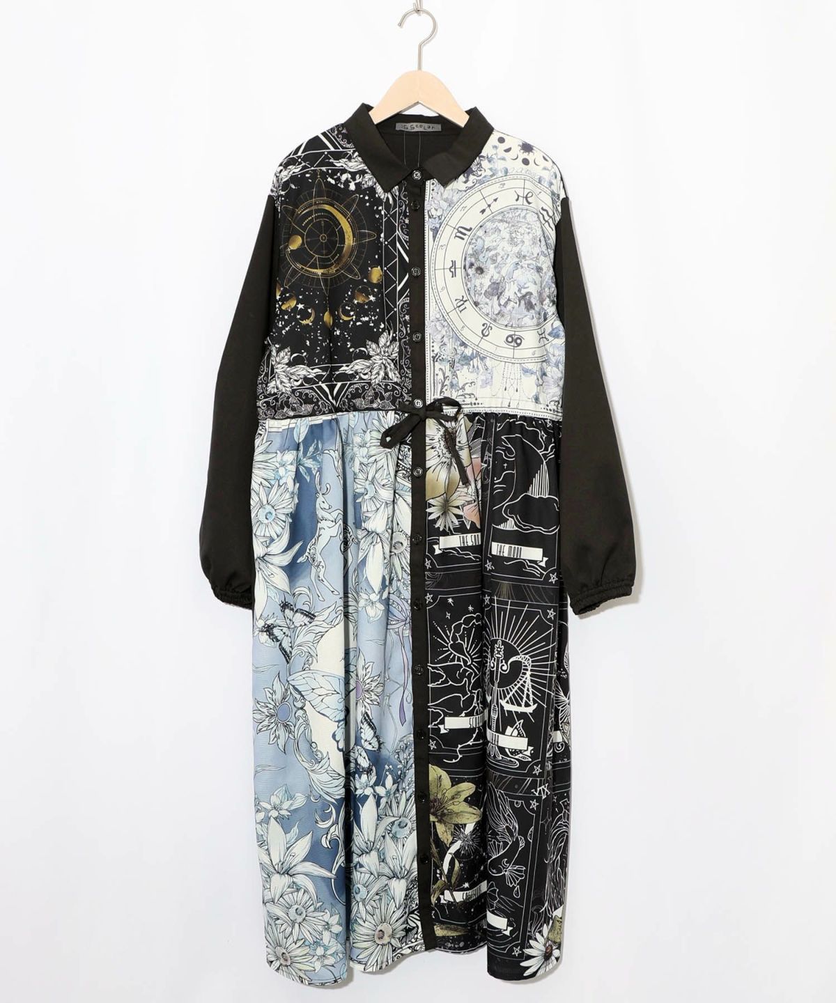 星×タロットコラージュ柄シャツワンピ-12
