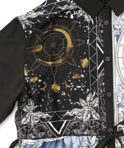 星×タロットコラージュ柄シャツワンピ-13