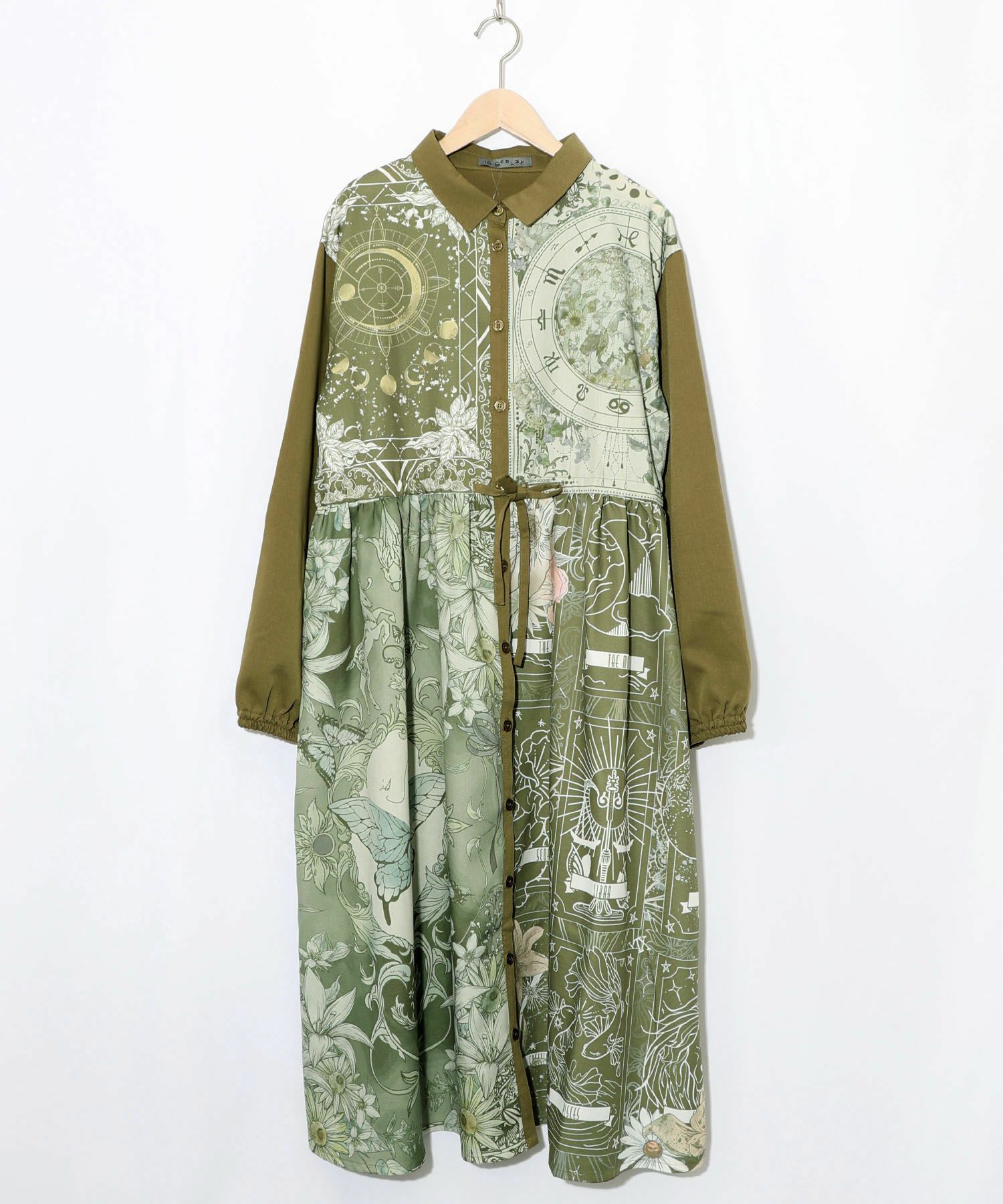 星×タロットコラージュ柄シャツワンピ-14