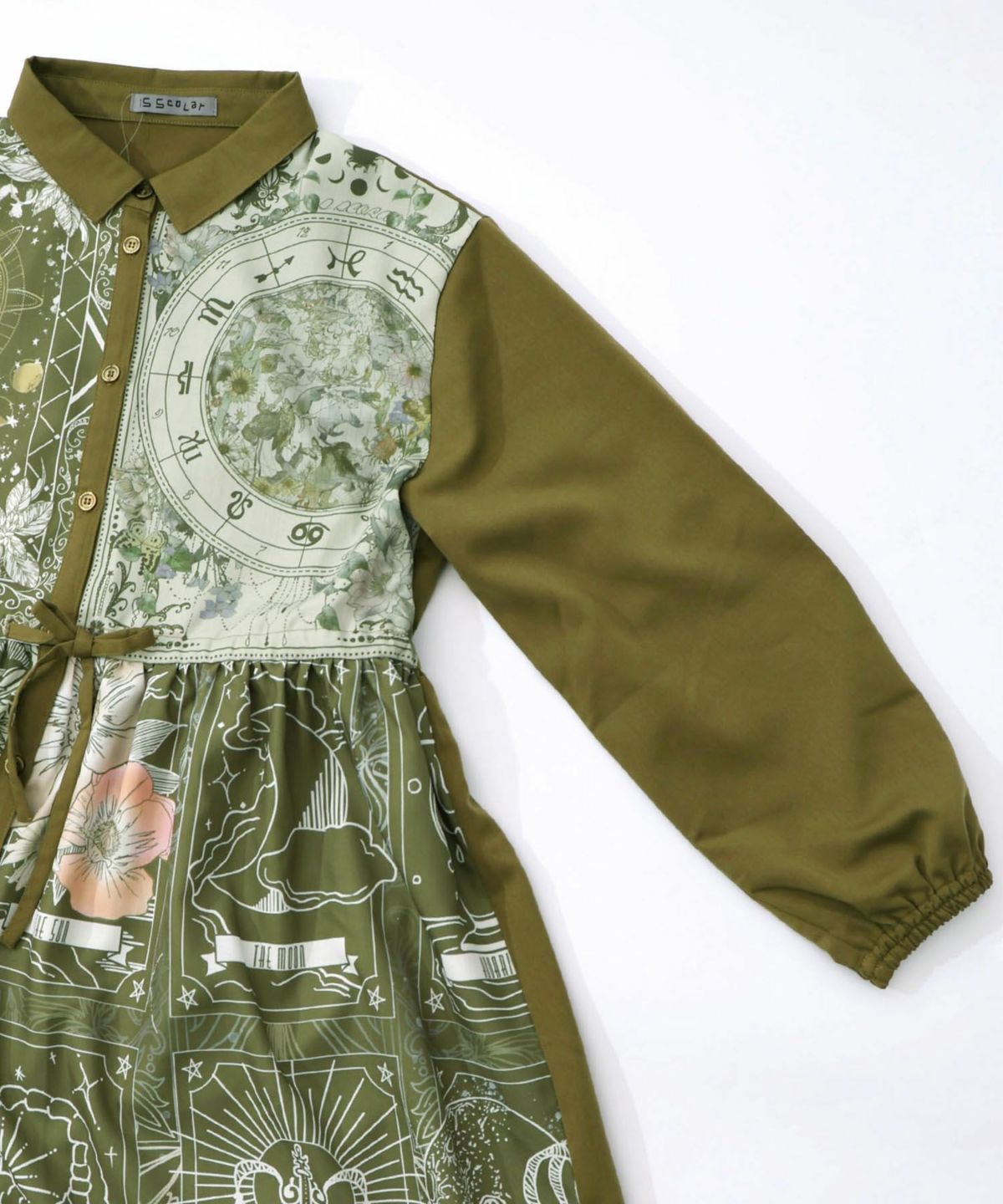星×タロットコラージュ柄シャツワンピ-17