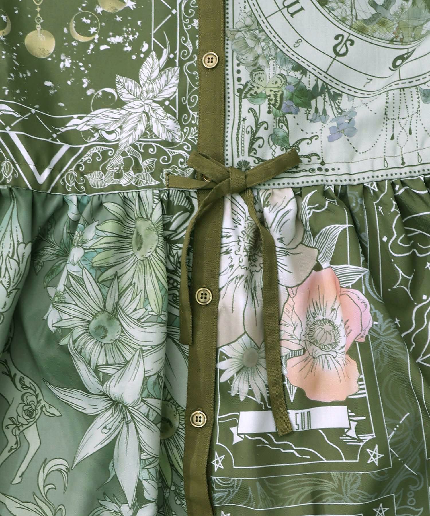 星×タロットコラージュ柄シャツワンピ-18