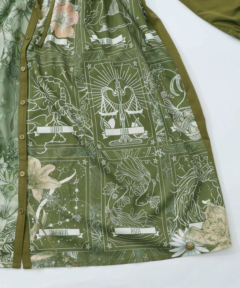 星×タロットコラージュ柄シャツワンピ-20