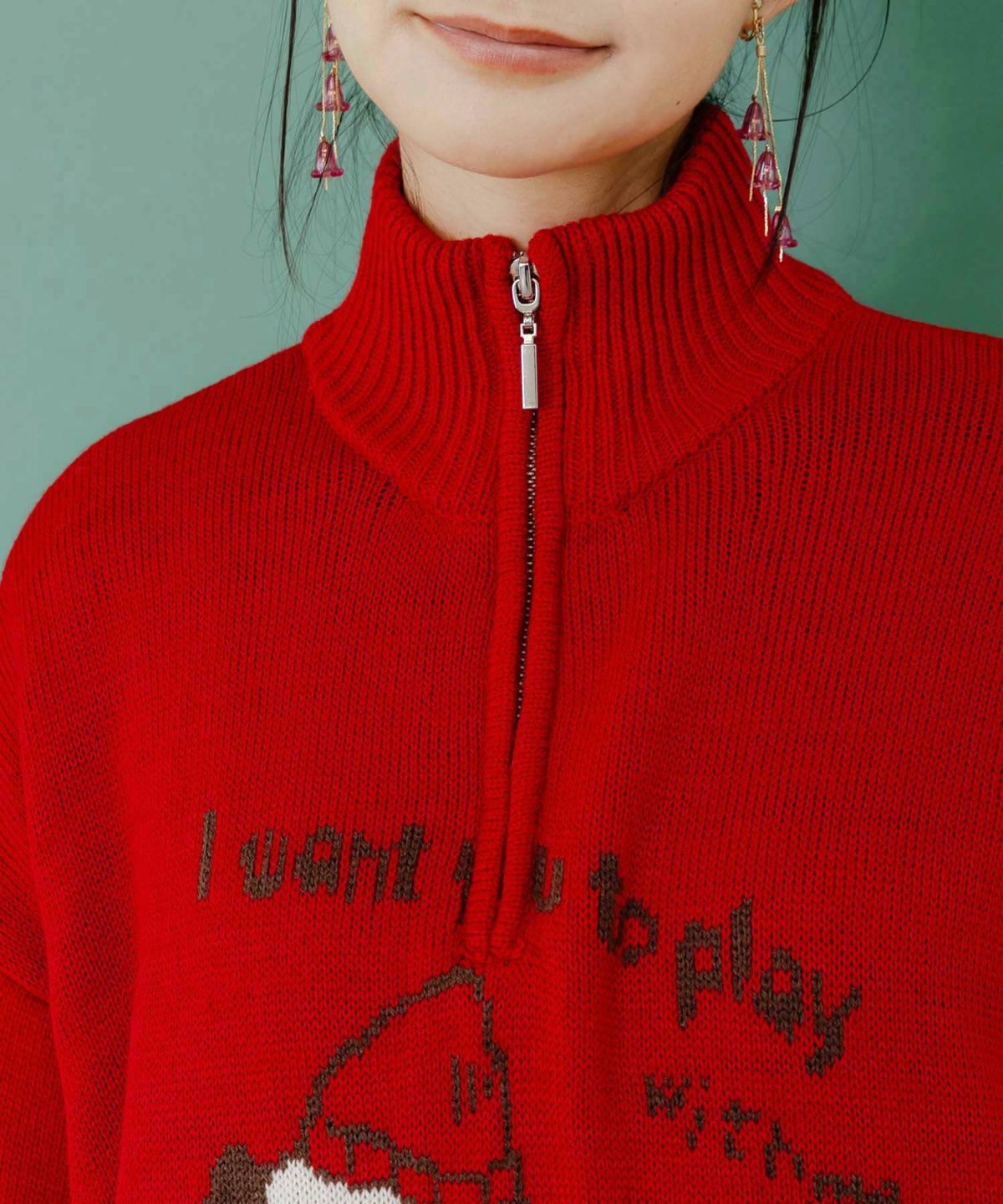 かまって欲しいパグ ハイネックニットプルオーバー-6