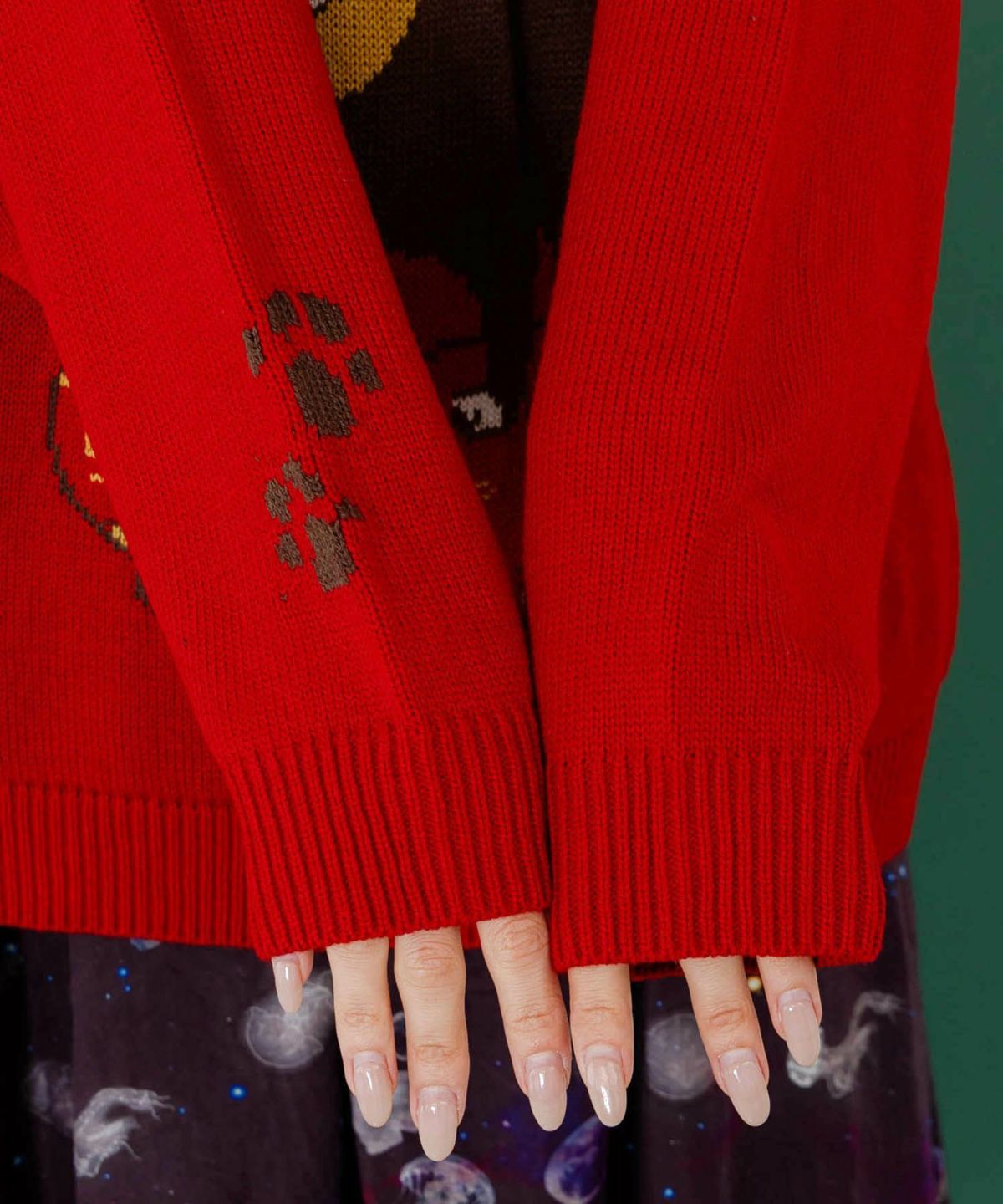 かまって欲しいパグ ハイネックニットプルオーバー-8