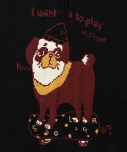 かまって欲しいパグ ハイネックニットプルオーバー-10