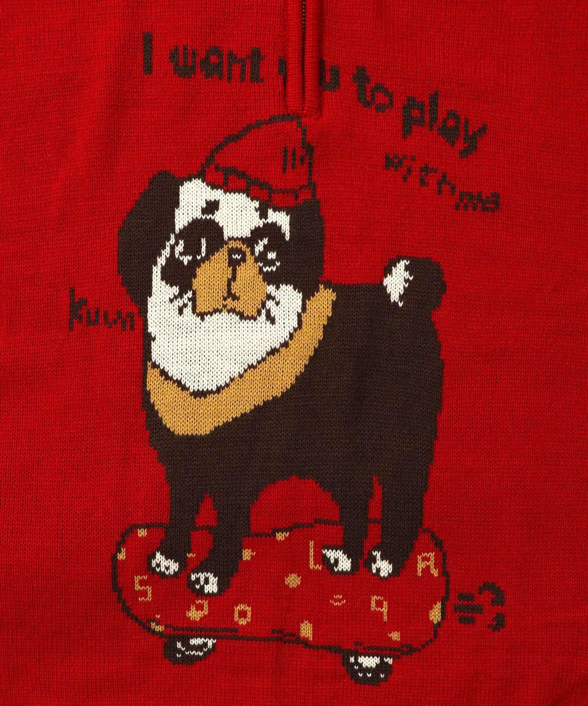 かまって欲しいパグ ハイネックニットプルオーバー-12