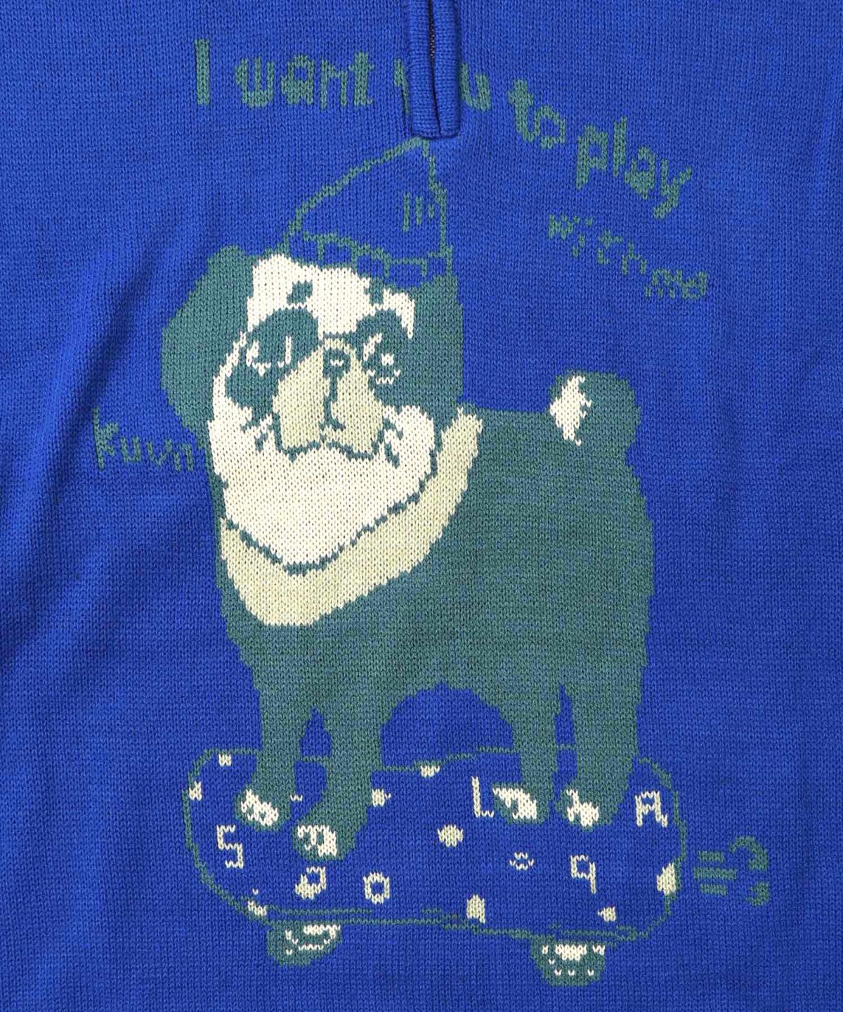 かまって欲しいパグ ハイネックニットプルオーバー-14