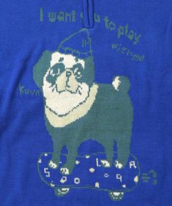 かまって欲しいパグ ハイネックニットプルオーバー-14