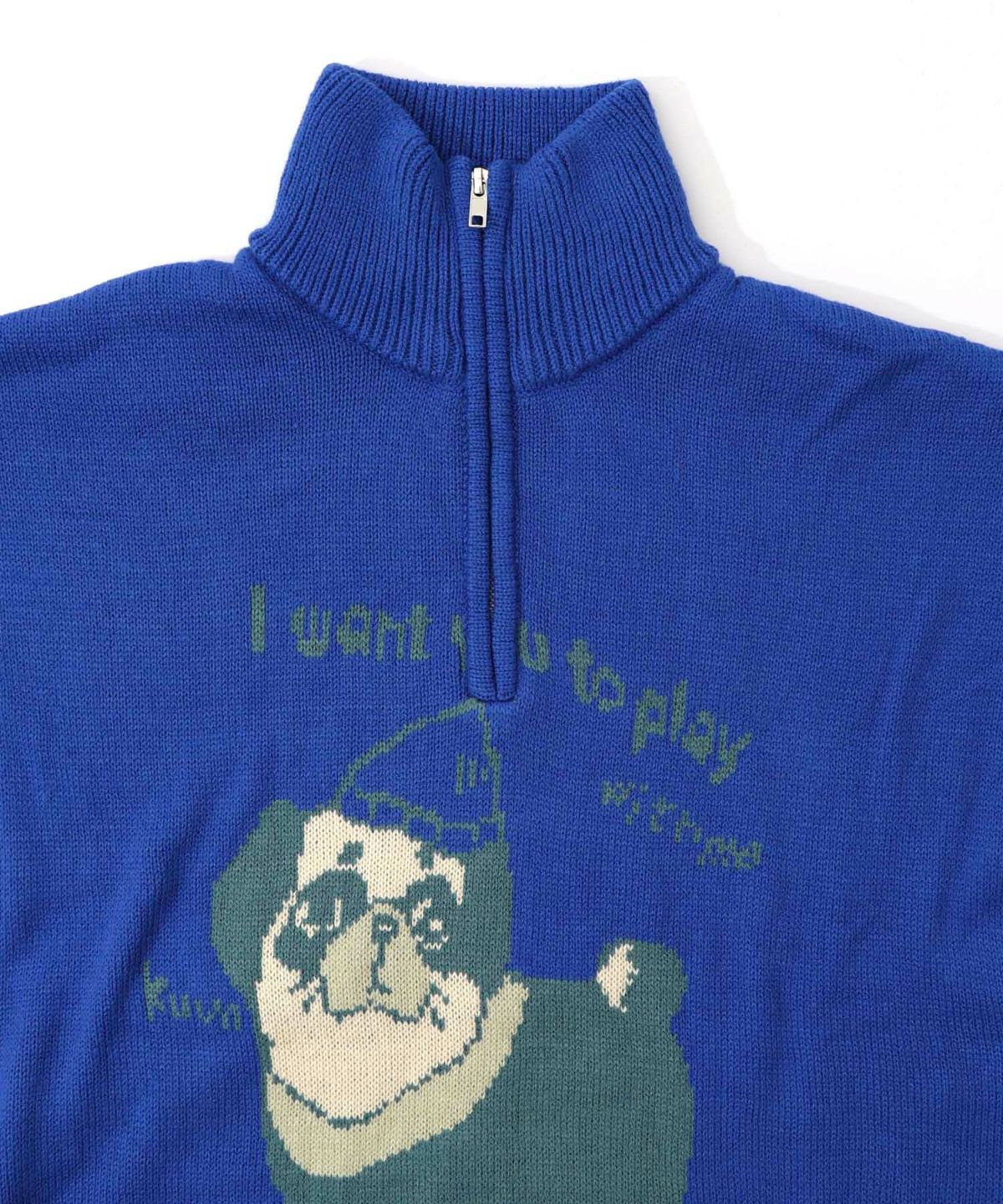 かまって欲しいパグ ハイネックニットプルオーバー-15