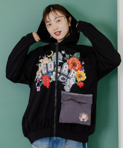 153674：ネコ刺繍ボア×デニム異素材切替ブルゾンの通販-ScoLar