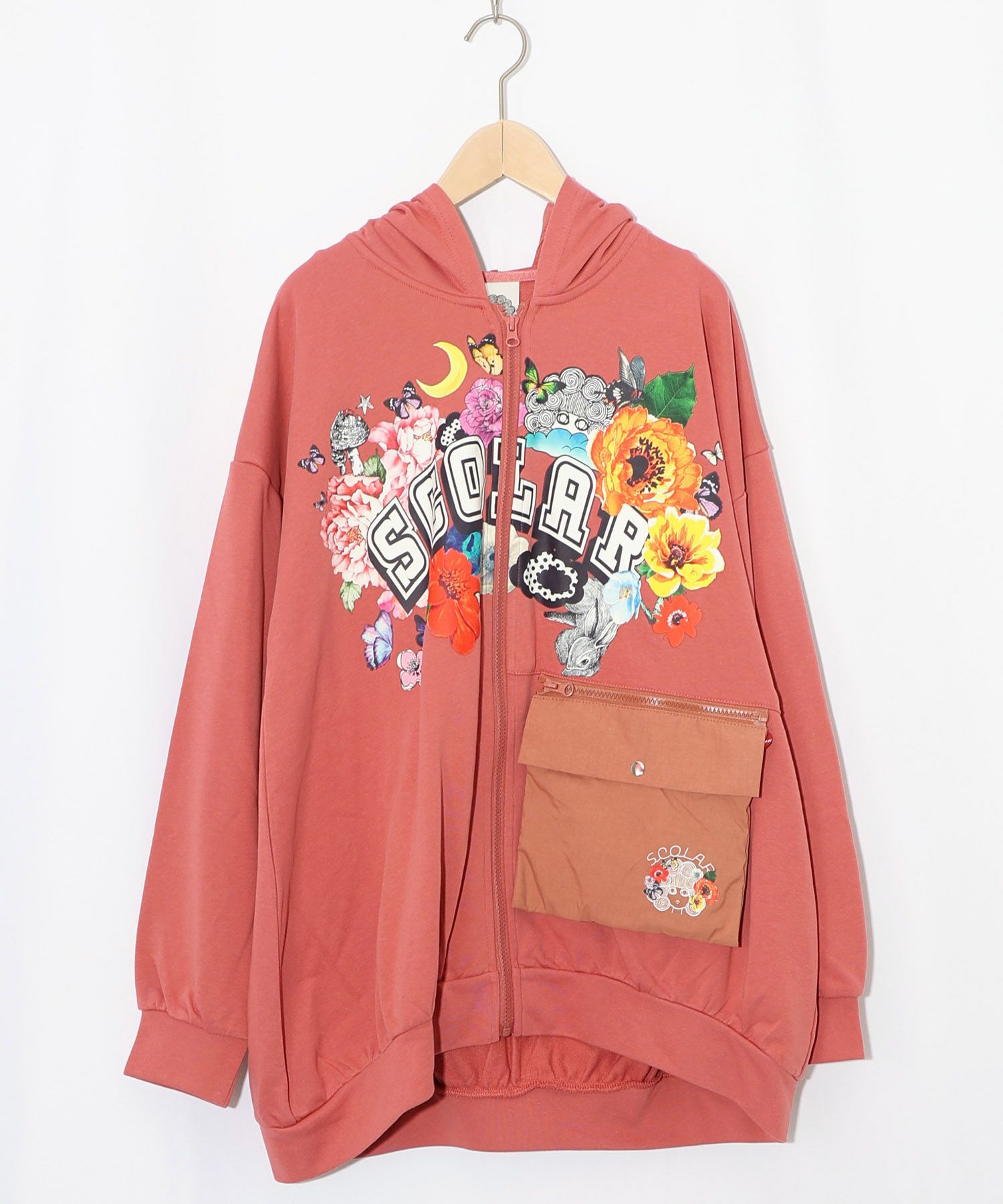 取り外し可能サコッシュ付き 花×ロゴパーカー-13