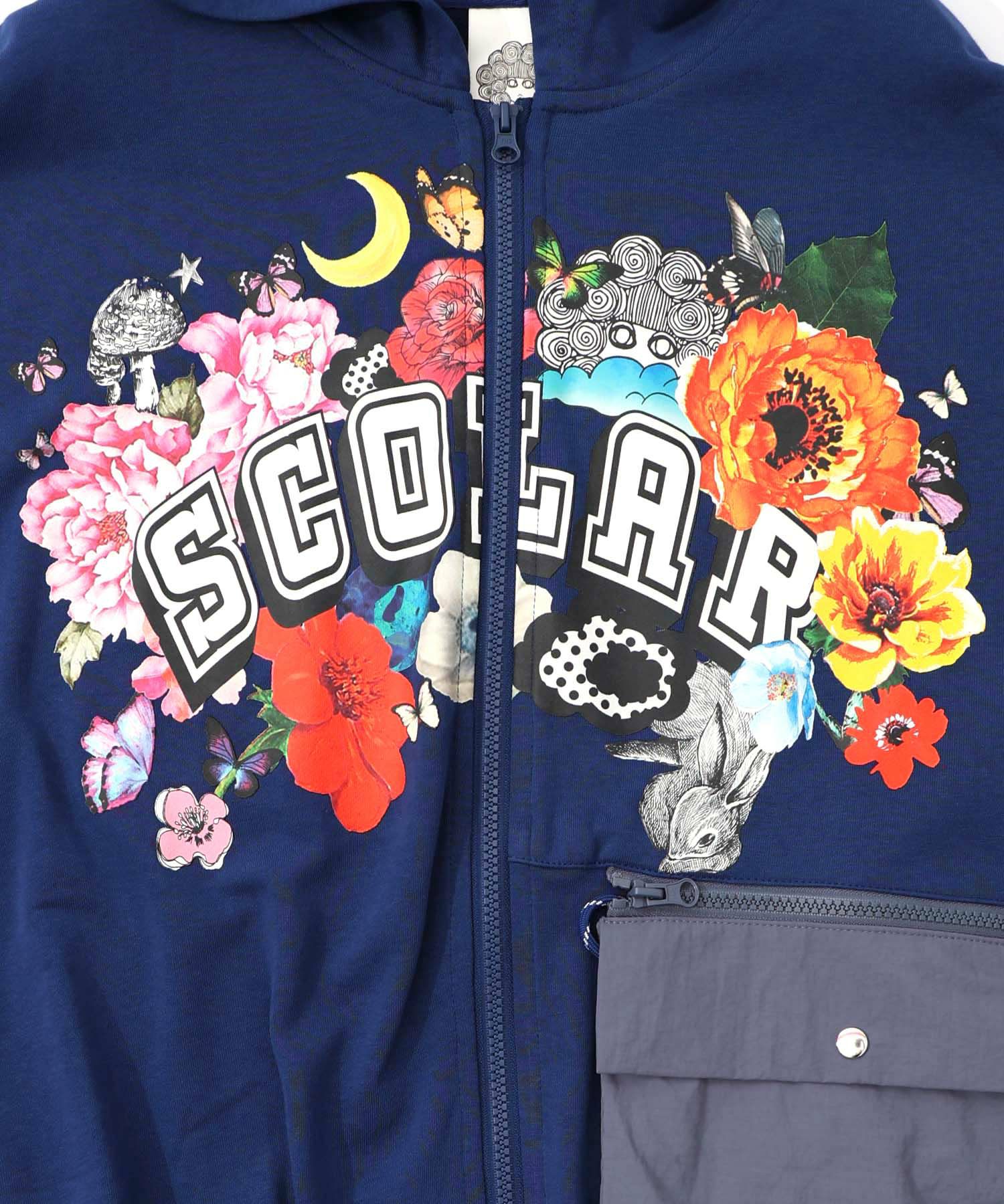 取り外し可能サコッシュ付き 花×ロゴパーカー-16