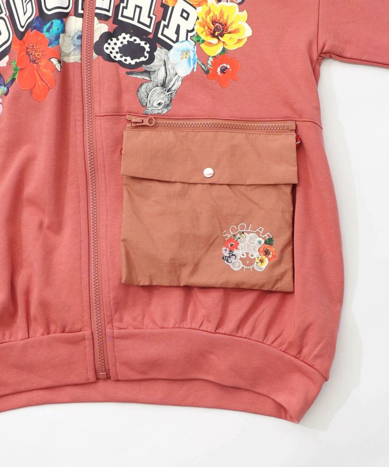 取り外し可能サコッシュ付き 花×ロゴパーカー-19