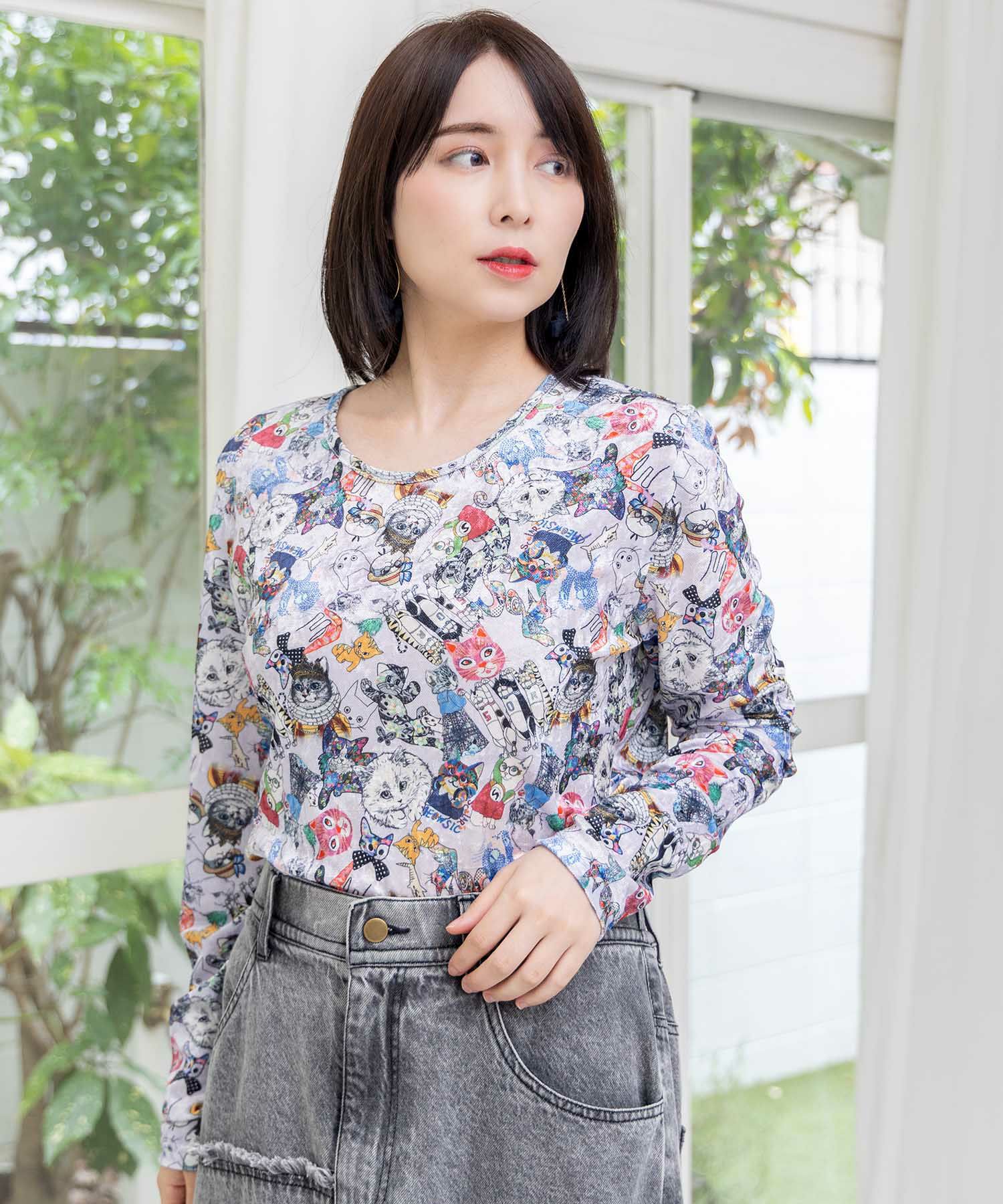 153670：不思議の国のうさぎレイヤード風ロンTの通販-ScoLar