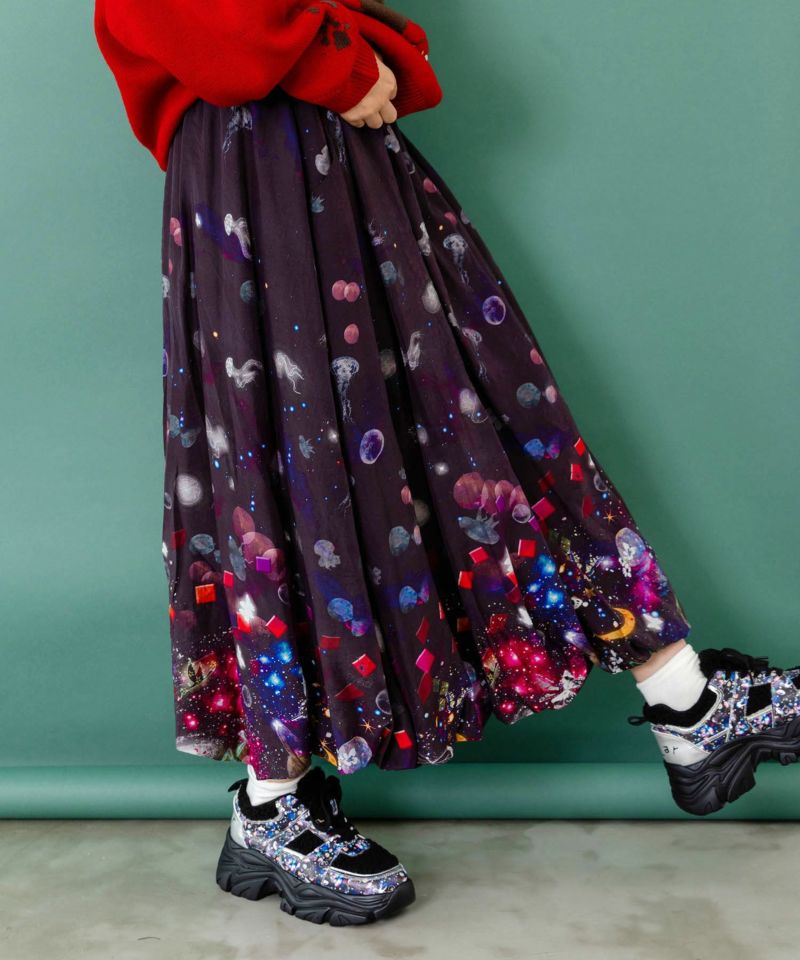 クラゲ宇宙orきのこ惑星 2柄展開バルーンスカート-3