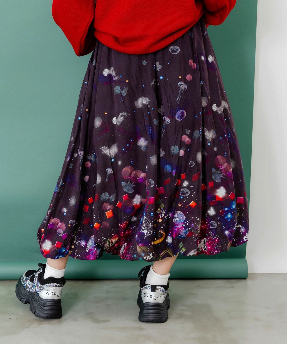 クラゲ宇宙orきのこ惑星 2柄展開バルーンスカート-4