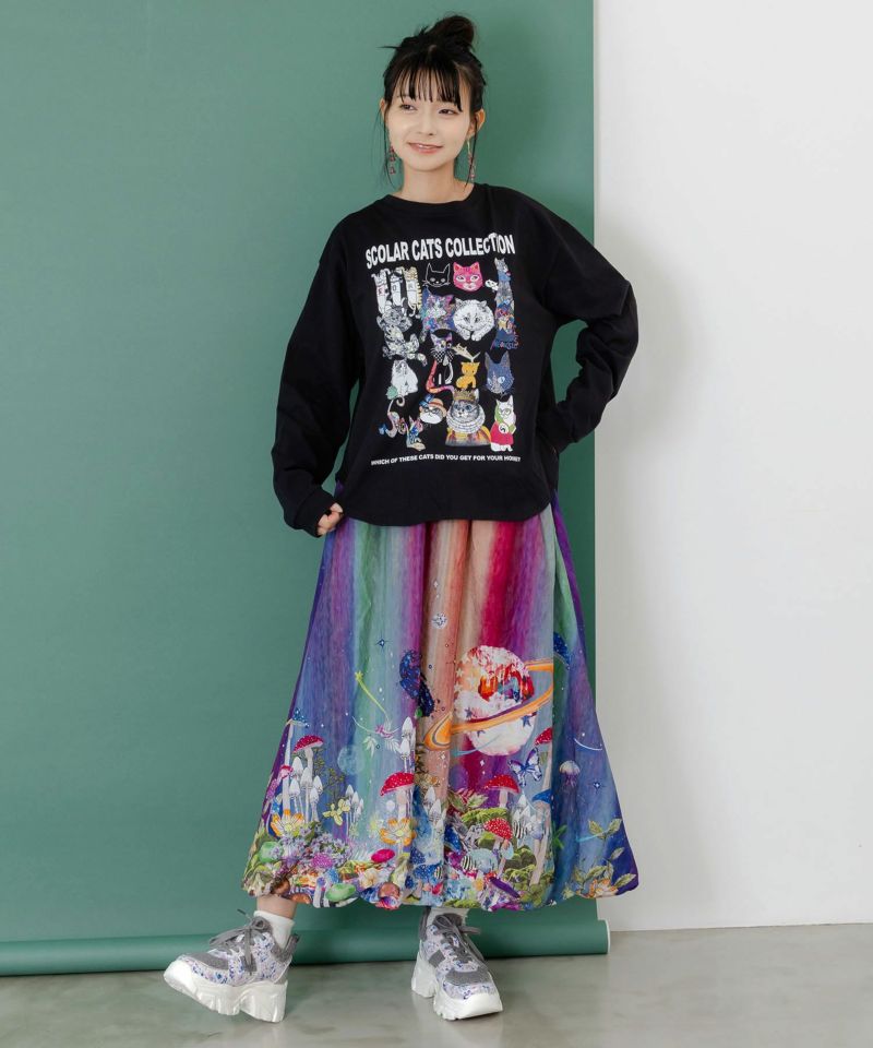 クラゲ宇宙orきのこ惑星 2柄展開バルーンスカート-8