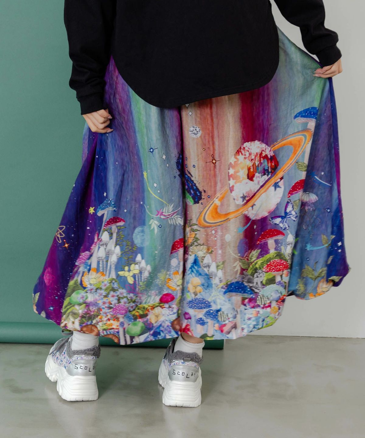 クラゲ宇宙orきのこ惑星 2柄展開バルーンスカート-10