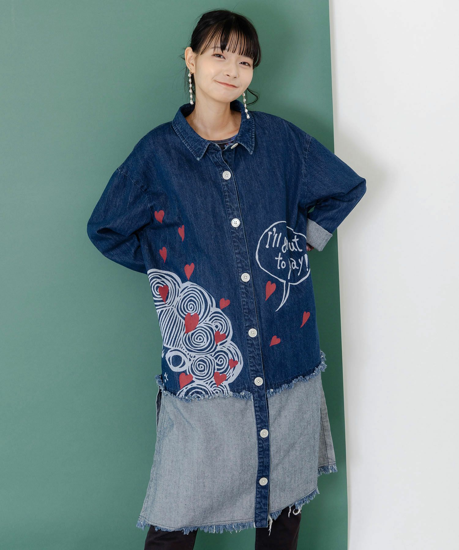 ひょっこりスカラーちゃん柄デニムシャツアウター-2