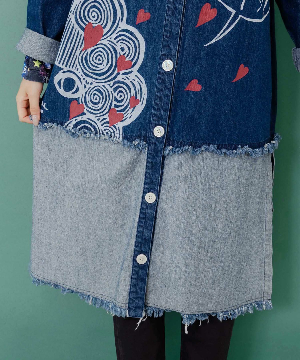 ひょっこりスカラーちゃん柄デニムシャツアウター-8