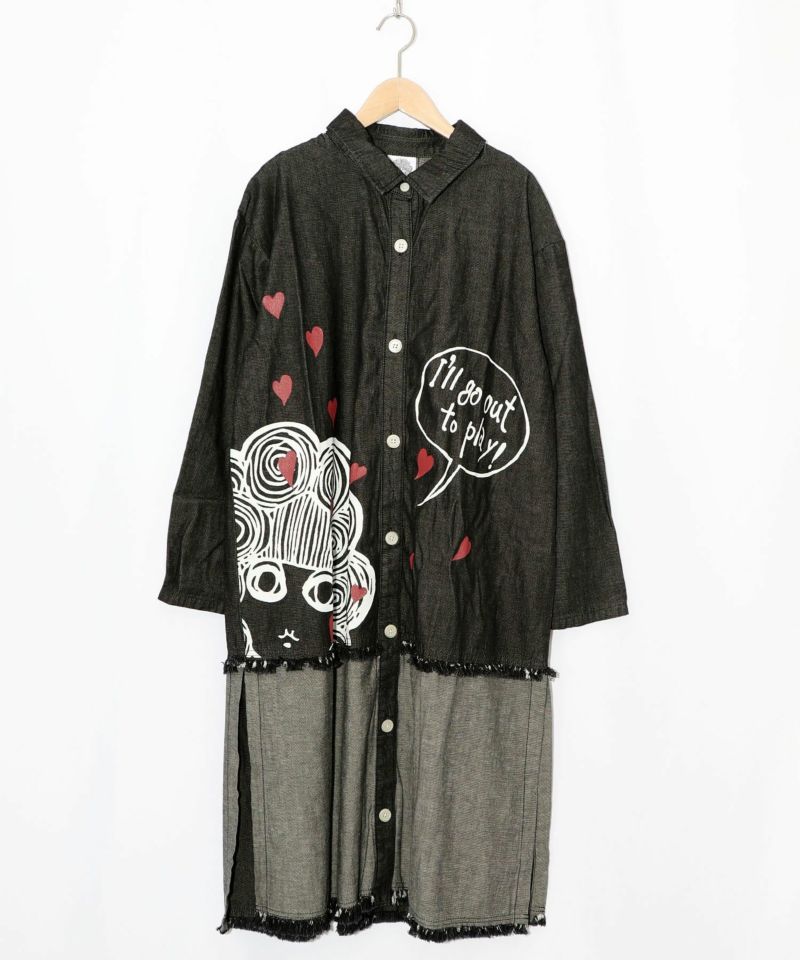 ひょっこりスカラーちゃん柄デニムシャツアウター-10
