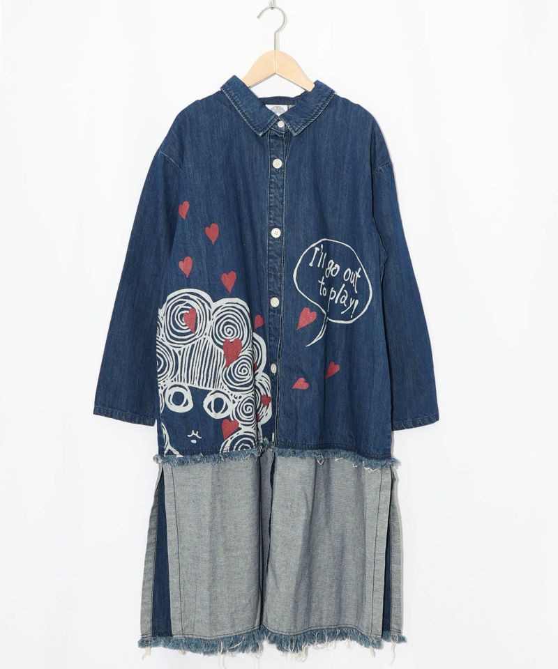 ひょっこりスカラーちゃん柄デニムシャツアウター-12