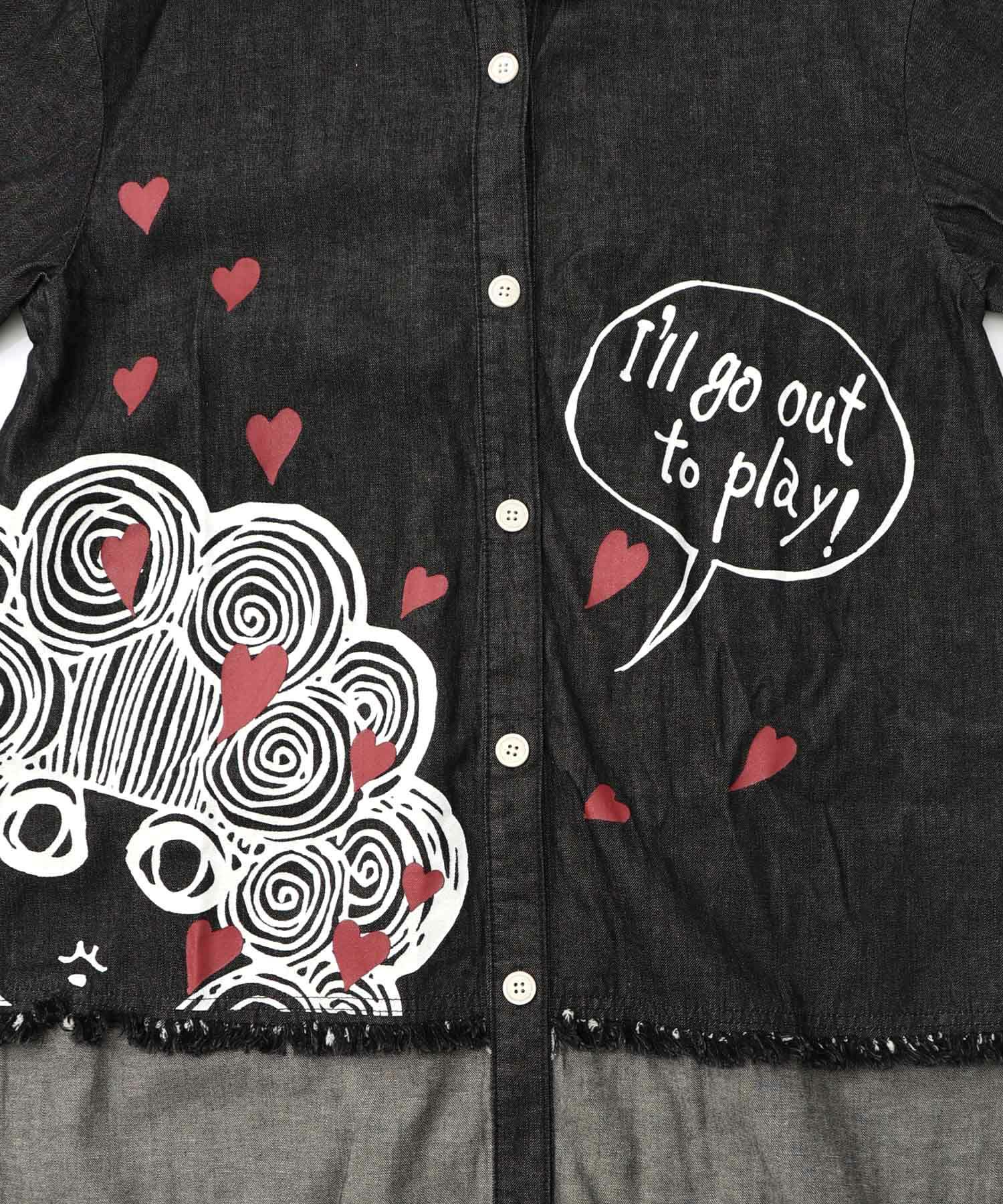 ひょっこりスカラーちゃん柄デニムシャツアウター-16