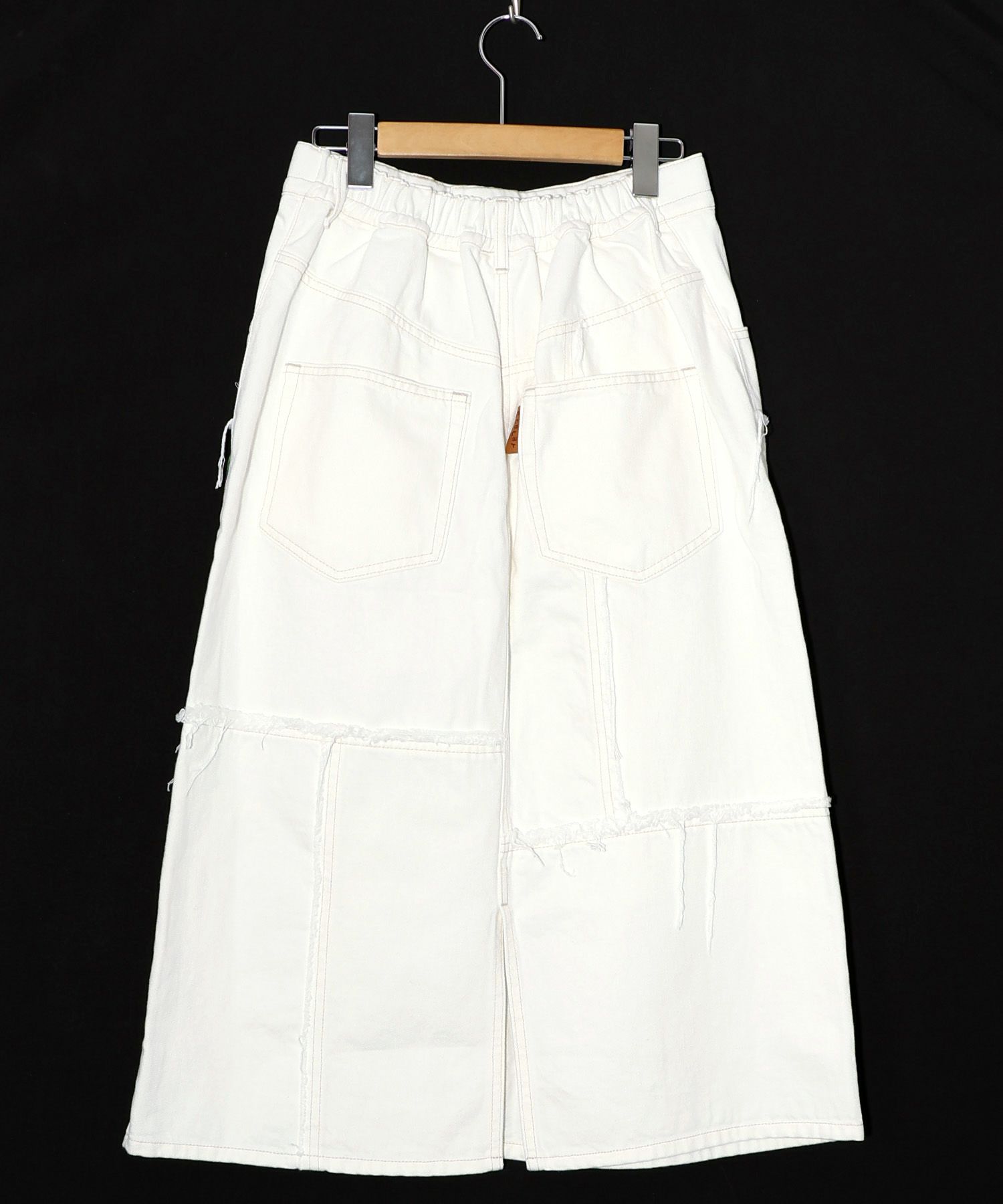 花ネコのアシメフリンジ アップリケデニムスカート-18