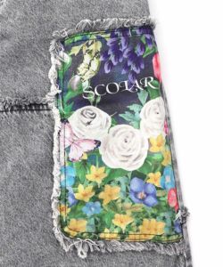 花ネコのアシメフリンジ アップリケデニムスカート-22