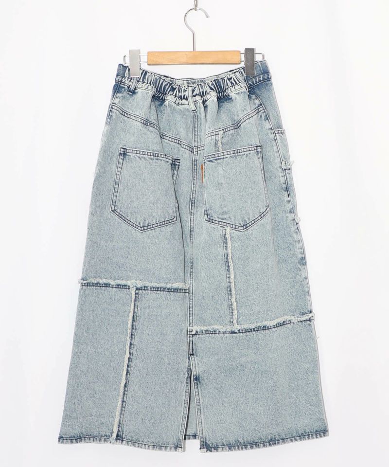 花ネコのアシメフリンジ アップリケデニムスカート-24