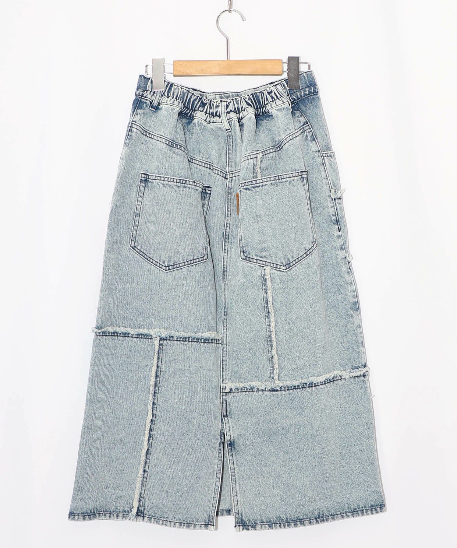 花ネコのアシメフリンジ アップリケデニムスカート-24