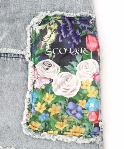 花ネコのアシメフリンジ アップリケデニムスカート-25