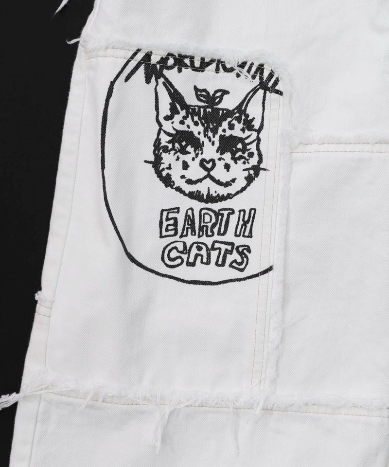 花ネコのアシメフリンジ アップリケデニムスカート-28