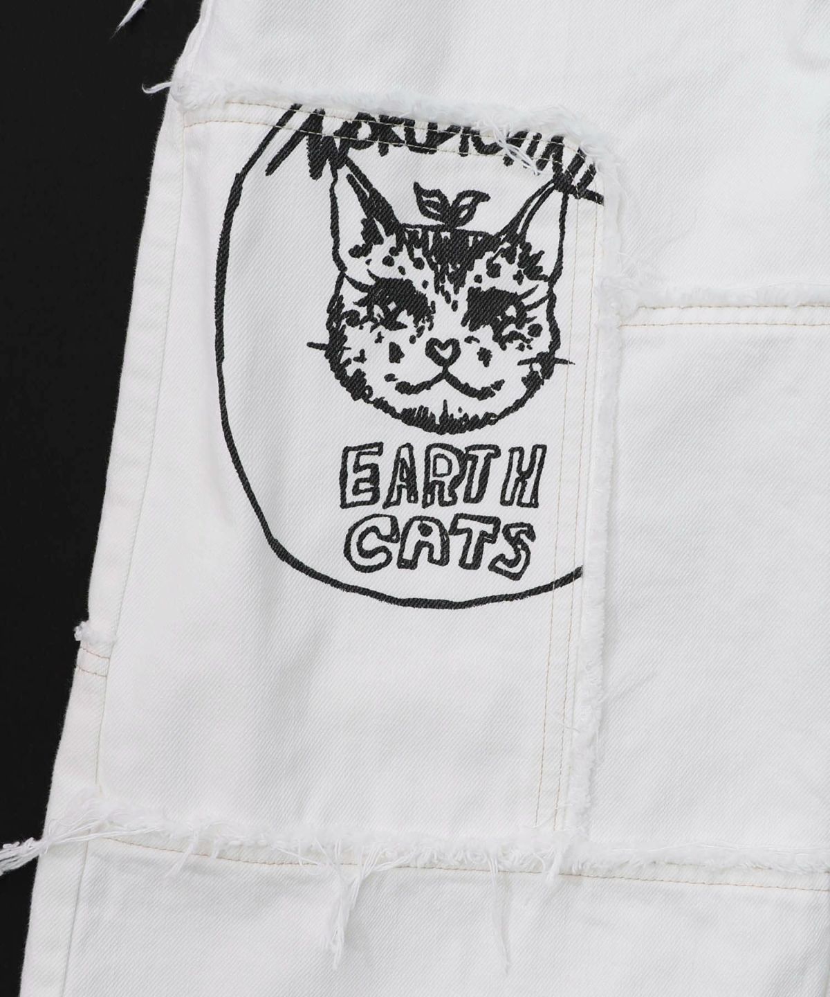 花ネコのアシメフリンジ アップリケデニムスカート-28