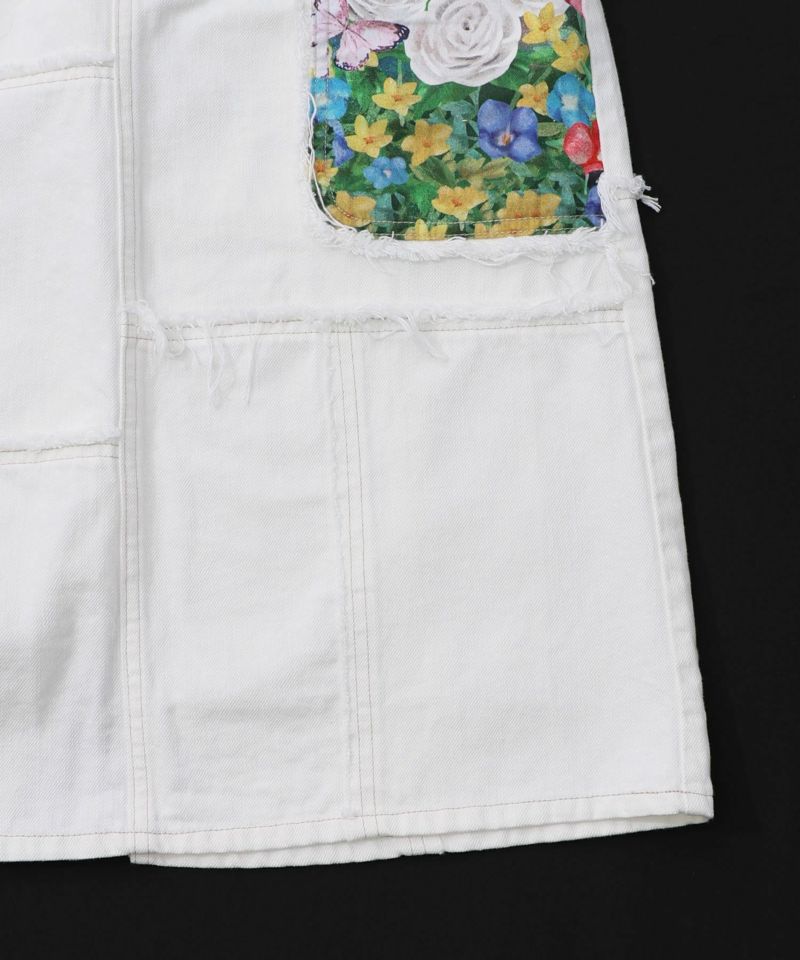 花ネコのアシメフリンジ アップリケデニムスカート-29