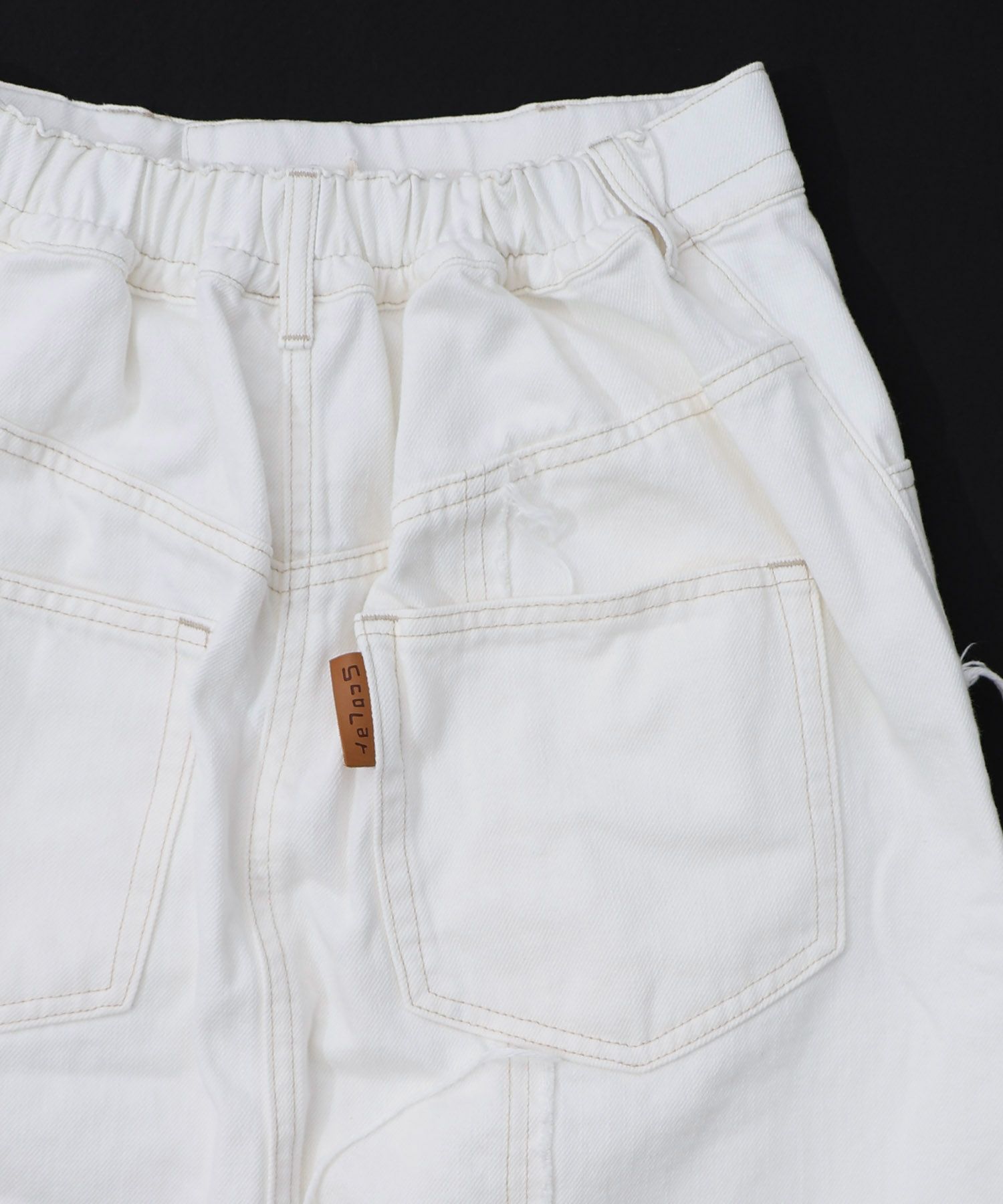 153673：花ネコのアシメフリンジ アップリケデニムスカートの通販-ScoLar