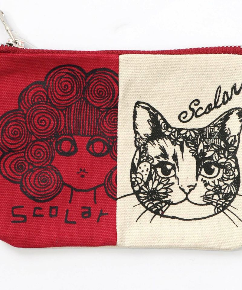 スカラーちゃん×ネコ配色フラットポーチ-7
