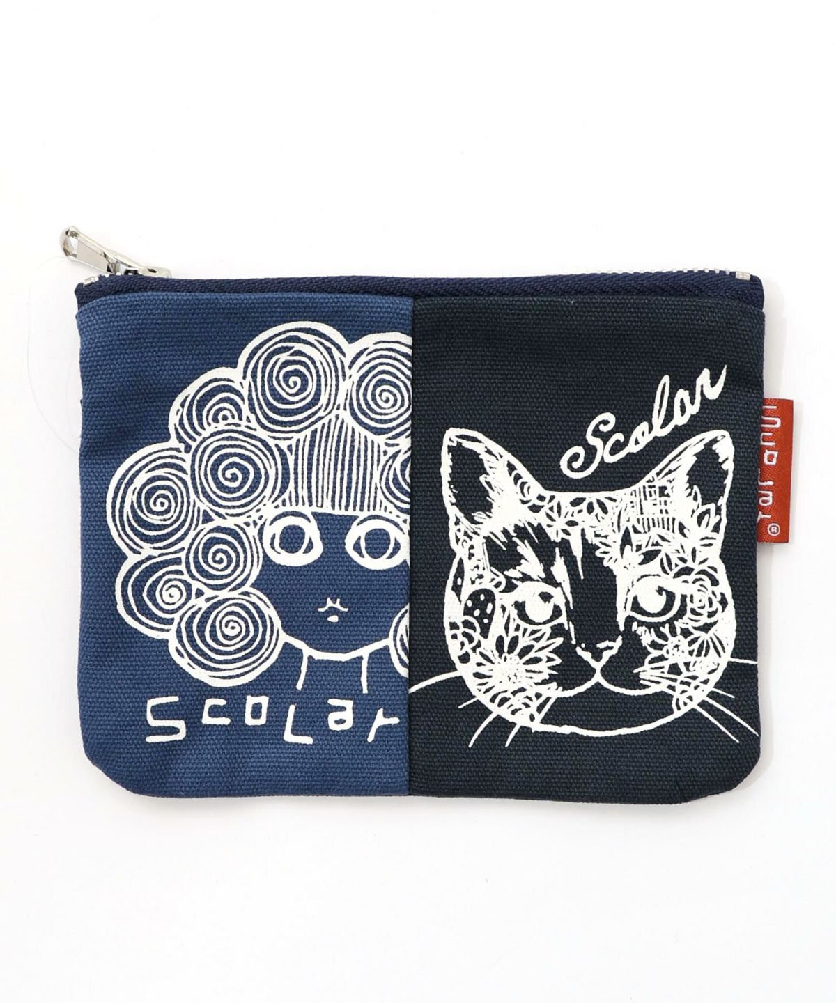 スカラーちゃん×ネコ配色フラットポーチ-8