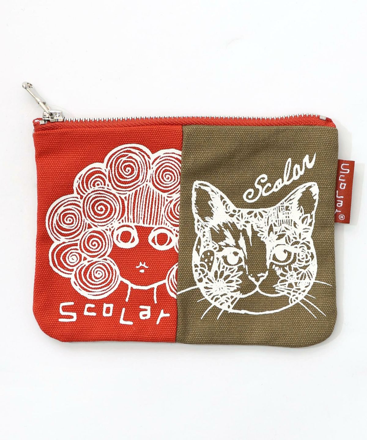 スカラーちゃん×ネコ配色フラットポーチ-11