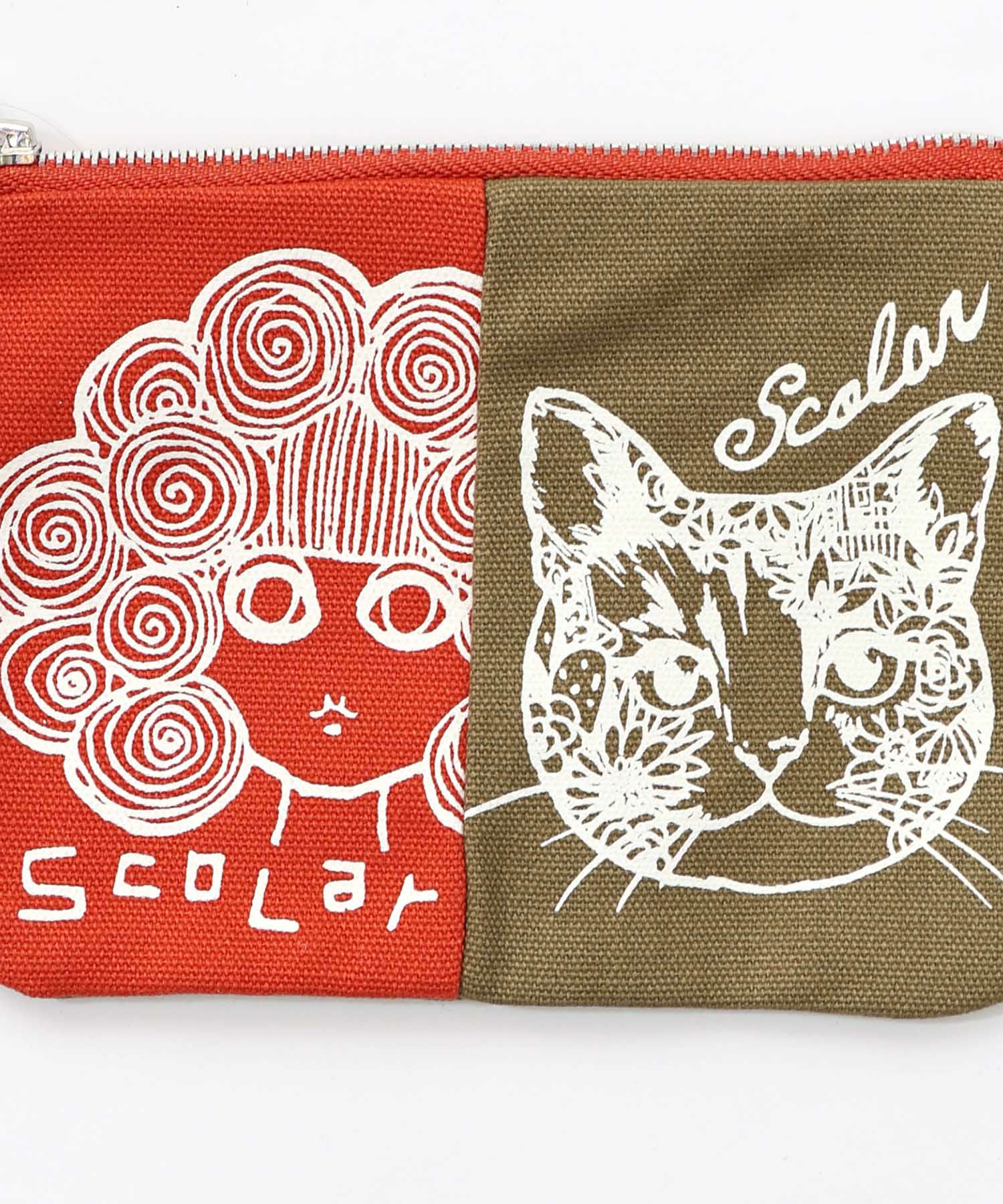 スカラーちゃん×ネコ配色フラットポーチ-13