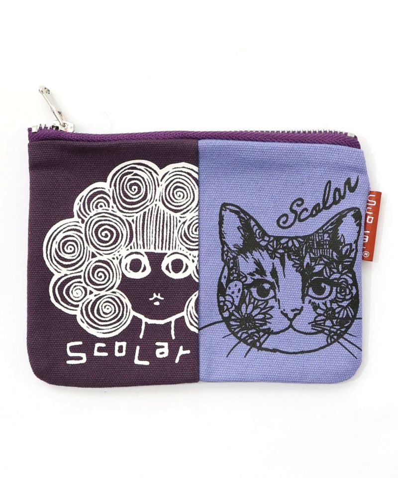 スカラーちゃん×ネコ配色フラットポーチ-17