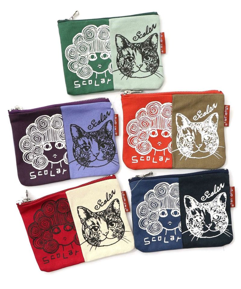 スカラーちゃん×ネコ配色フラットポーチ-24