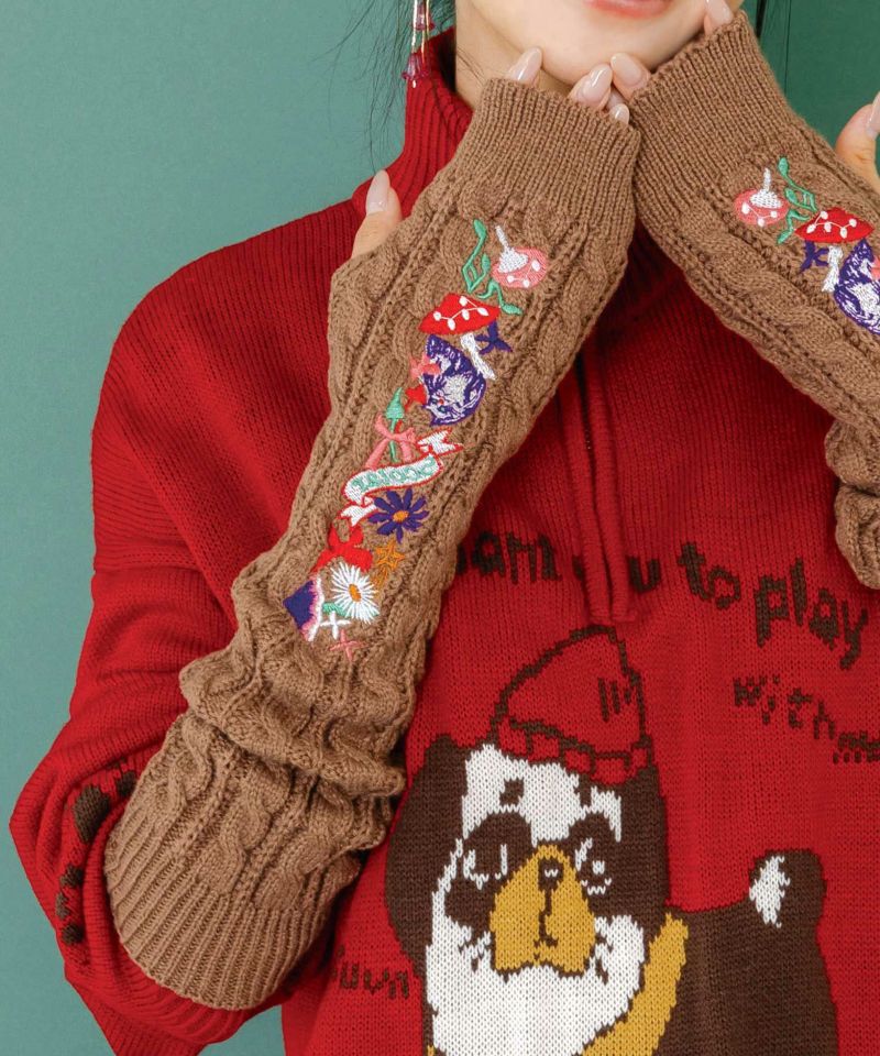 刺繍入りクシュクシュニットアームカバー-2