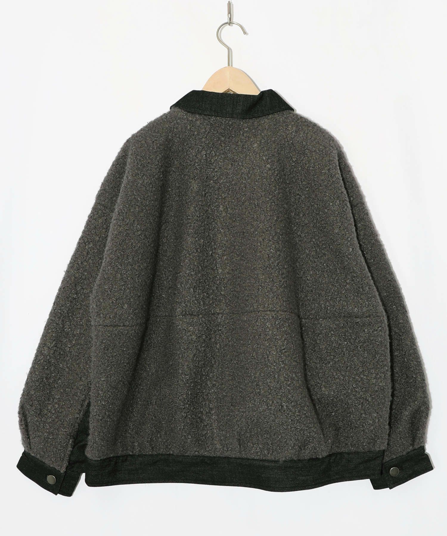 花蝶刺繍デニム×プードルボア 切替ジャケット-10