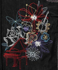 花蝶刺繍デニム×プードルボア 切替ジャケット-11