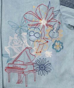 花蝶刺繍デニム×プードルボア 切替ジャケット-14