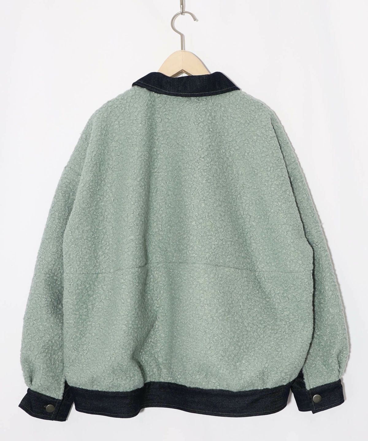 花蝶刺繍デニム×プードルボア 切替ジャケット-16